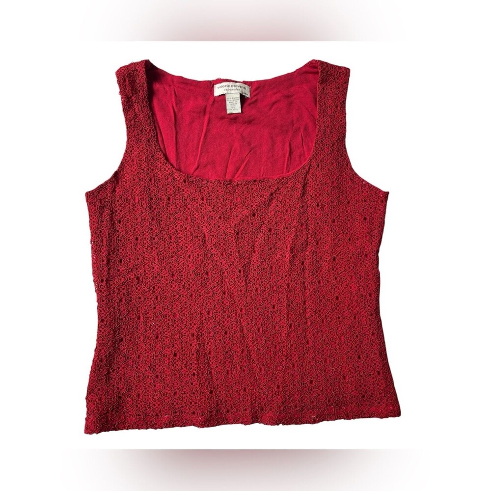 Vintage 90's Valerie Stevens Red Scoop Neck Tank Women Small